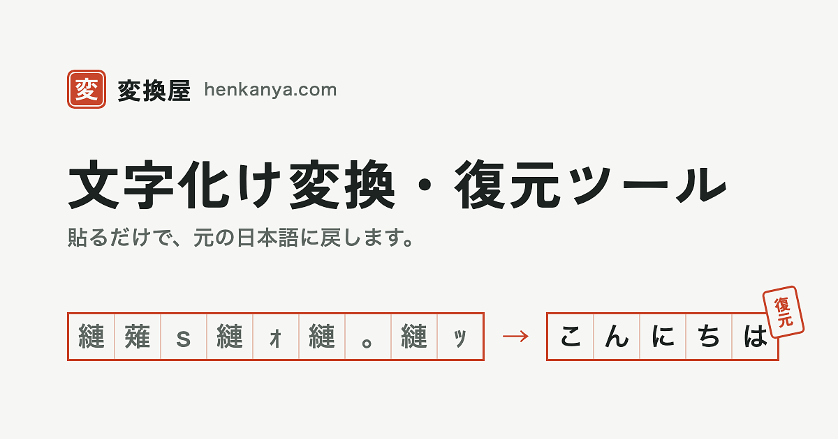 The tool's home screen: garbled text on the left, ranked restoration candidates with readable Japanese on the right.