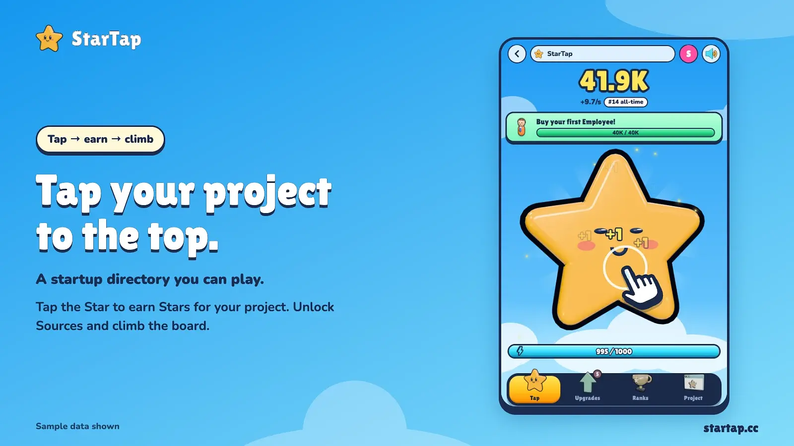 Current StarTap product screenshots showing product discovery, the interactive star gameplay and the game progression interface. — image 2