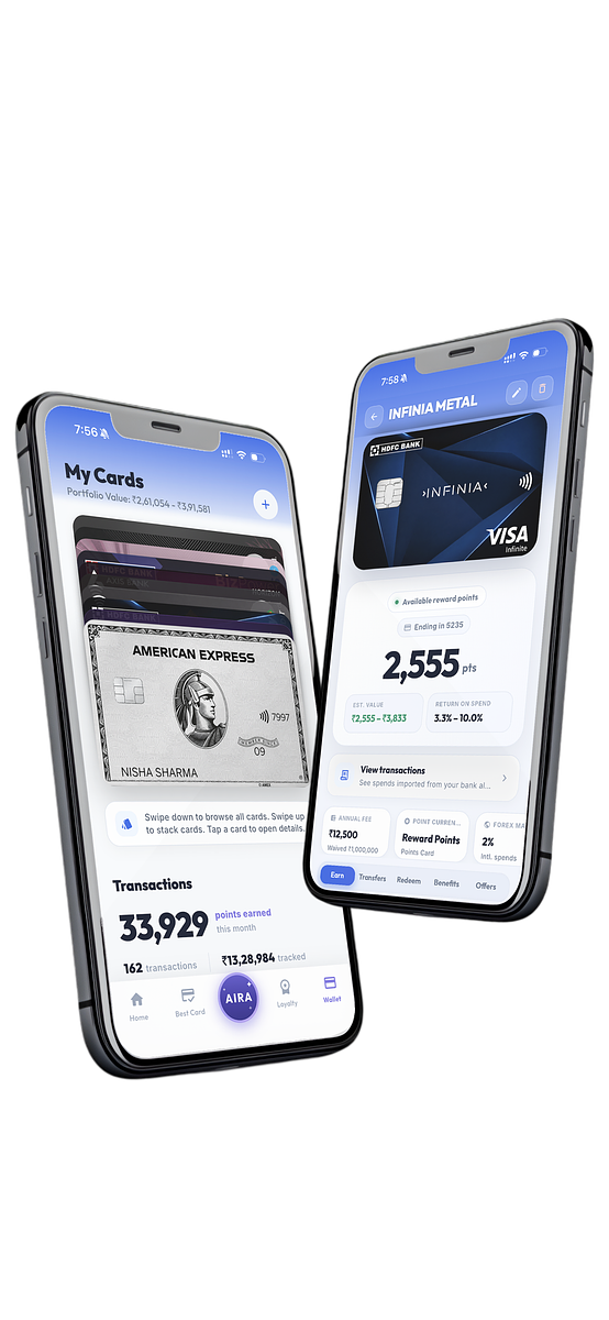Screens from the PointsFly app: the home screen with the dream destination tracker and Radar, the card wallet showing all cards and points, the best card recommendation for a store purchase, flight search with points vs cash prices, and hotel search with points value per stay. — image 2