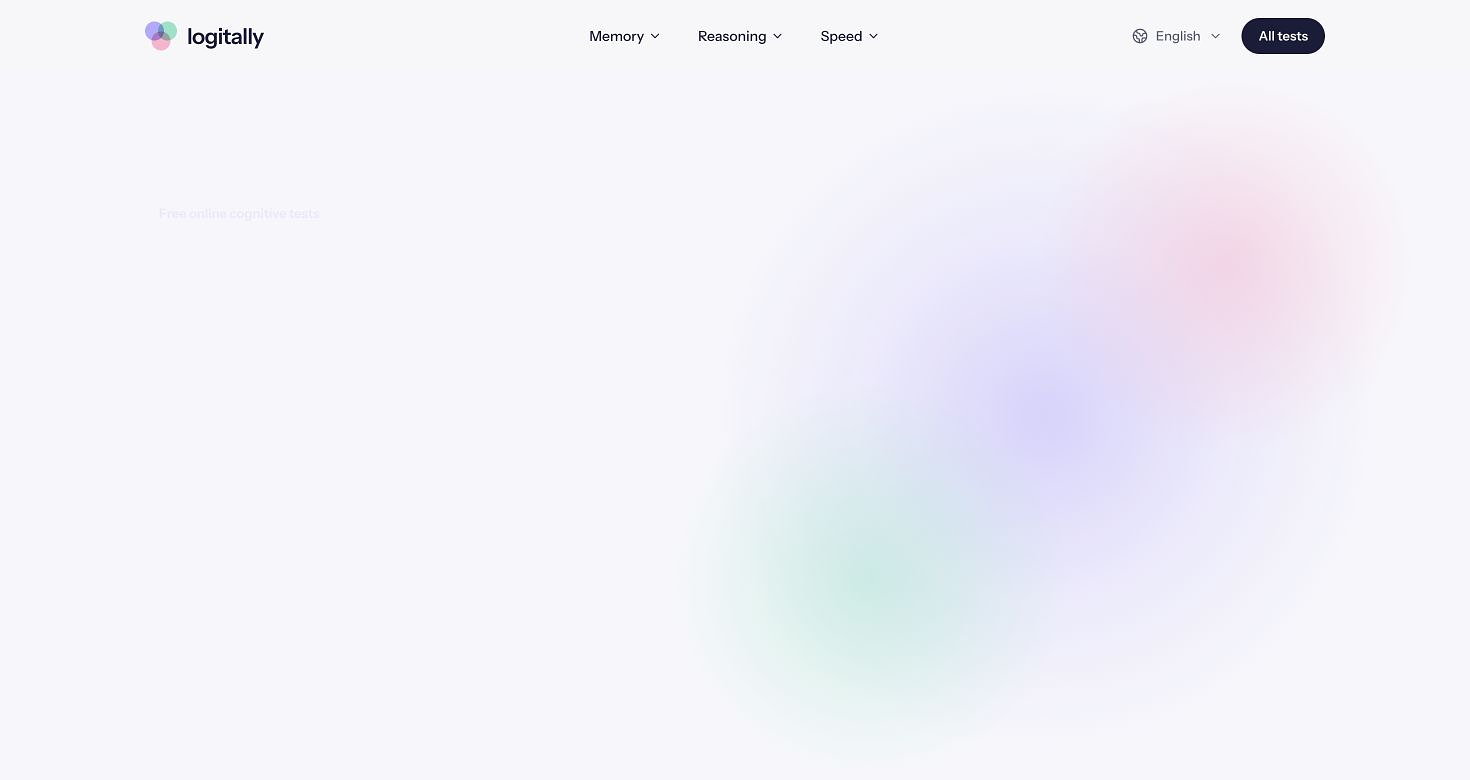 The public Logitally homepage with its cognitive challenge categories and available activities. — image 1