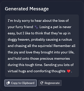 Condolence Message Generator